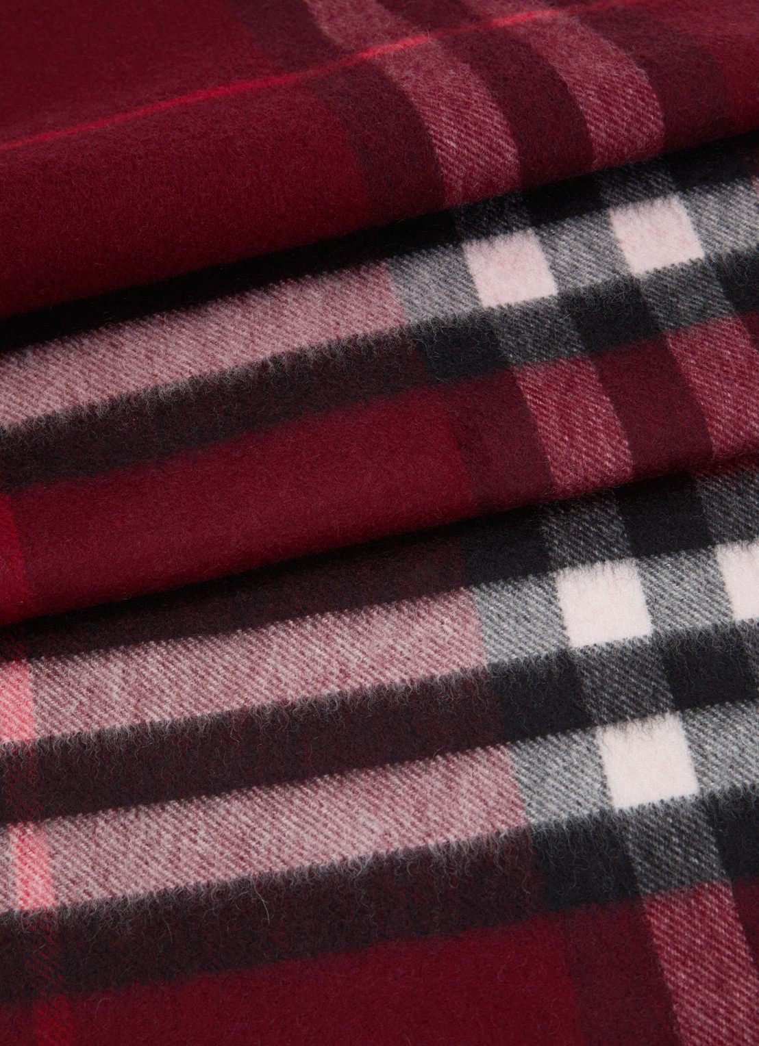 Burberry Sjaal van kasjmier met ruitdessin en franjes 170 x 30 cm  - detail 3 bordeauxrood