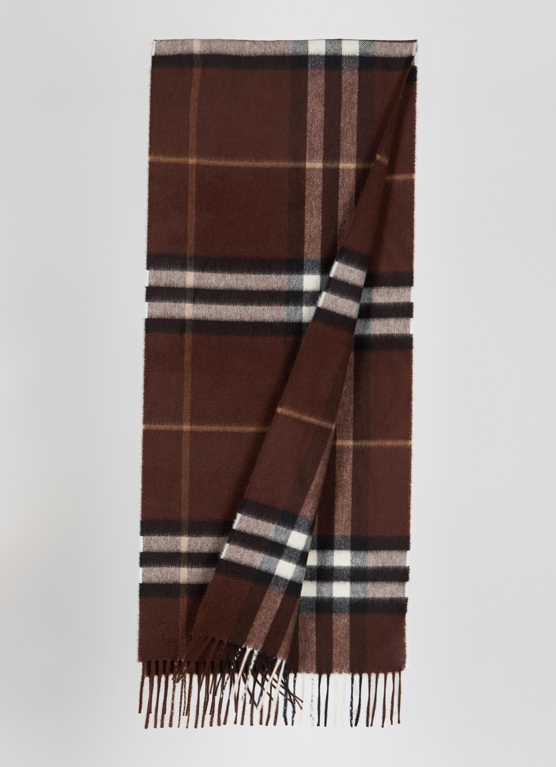 Burberry Sjaal van kasjmier met ruitdessin en franjes 170 x 30 cm  - detail 2 bruin
