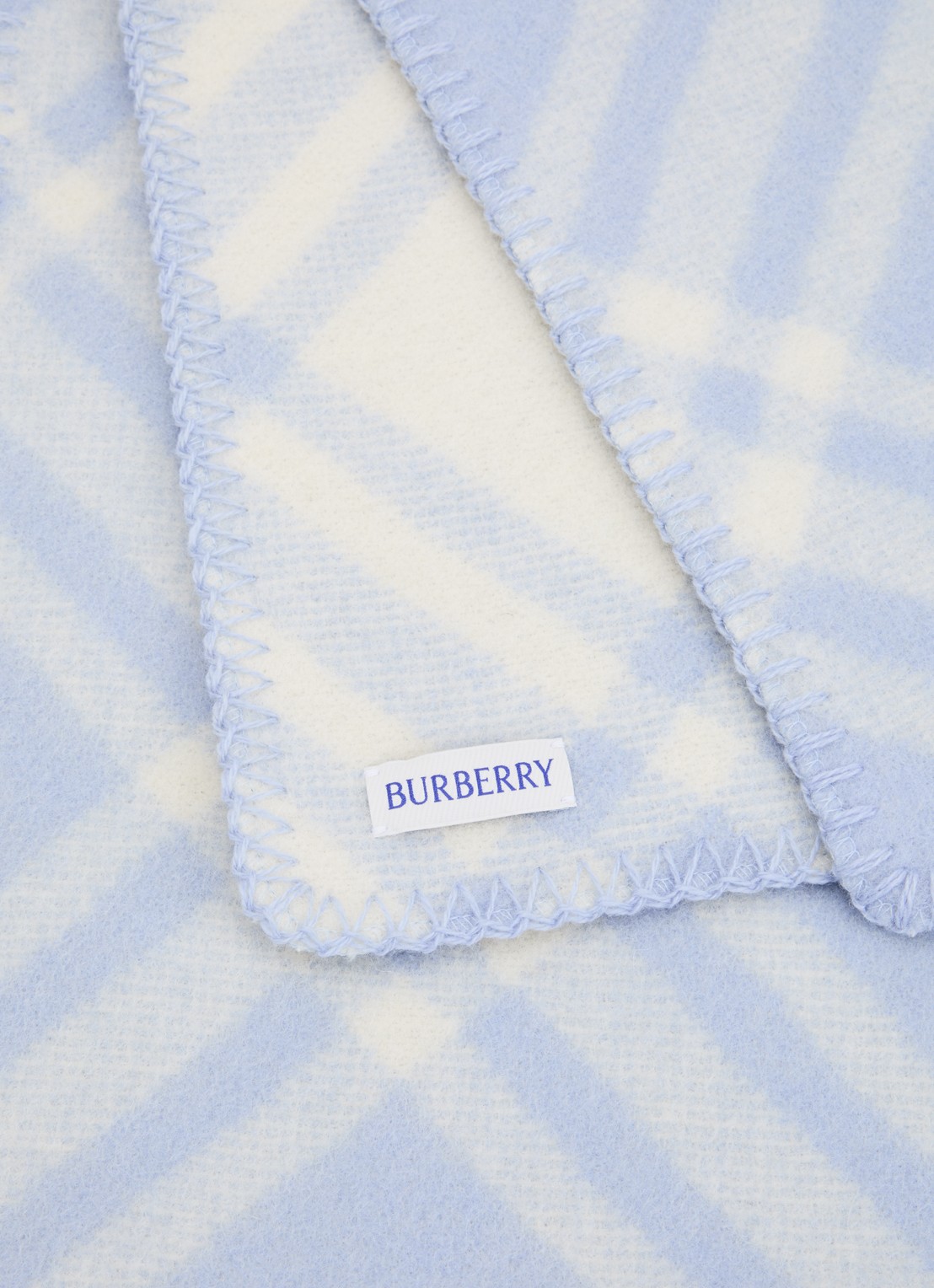 Burberry Sjaal van wol met ruitdessin 180 x 30 cm - detail blauw