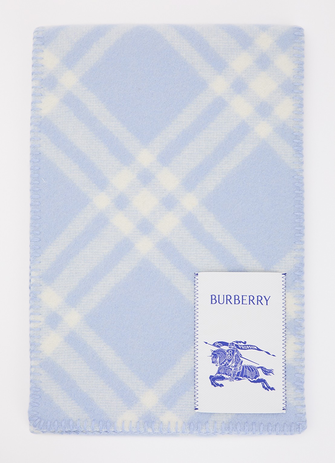 Burberry Sjaal van wol met ruitdessin 180 x 30 cm - voorkant 2 blauw