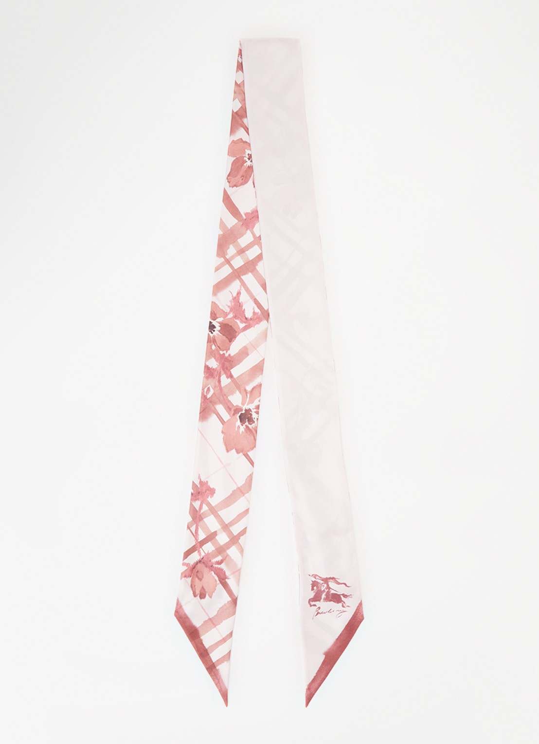 Burberry Sjaal van zijde 180 x 8 cm - voorkant 2 oudroze