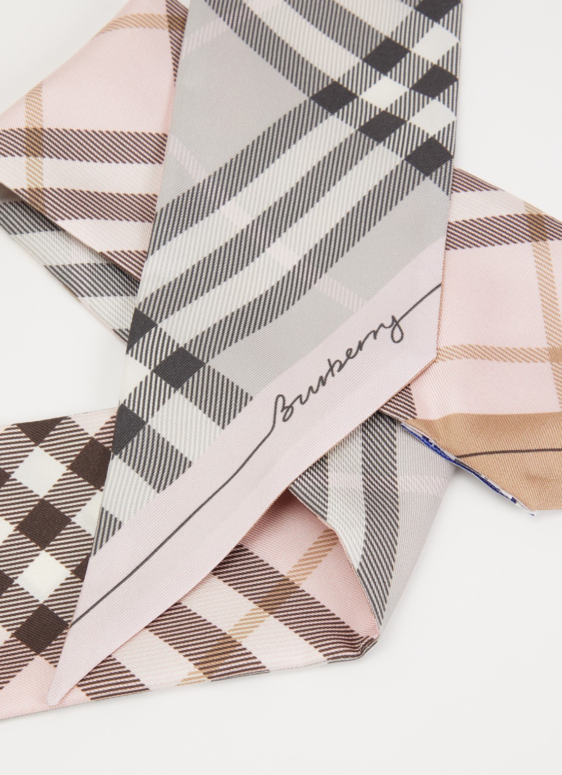 Burberry Sjaal van zijde 180 x 8 cm  - detail lichtroze