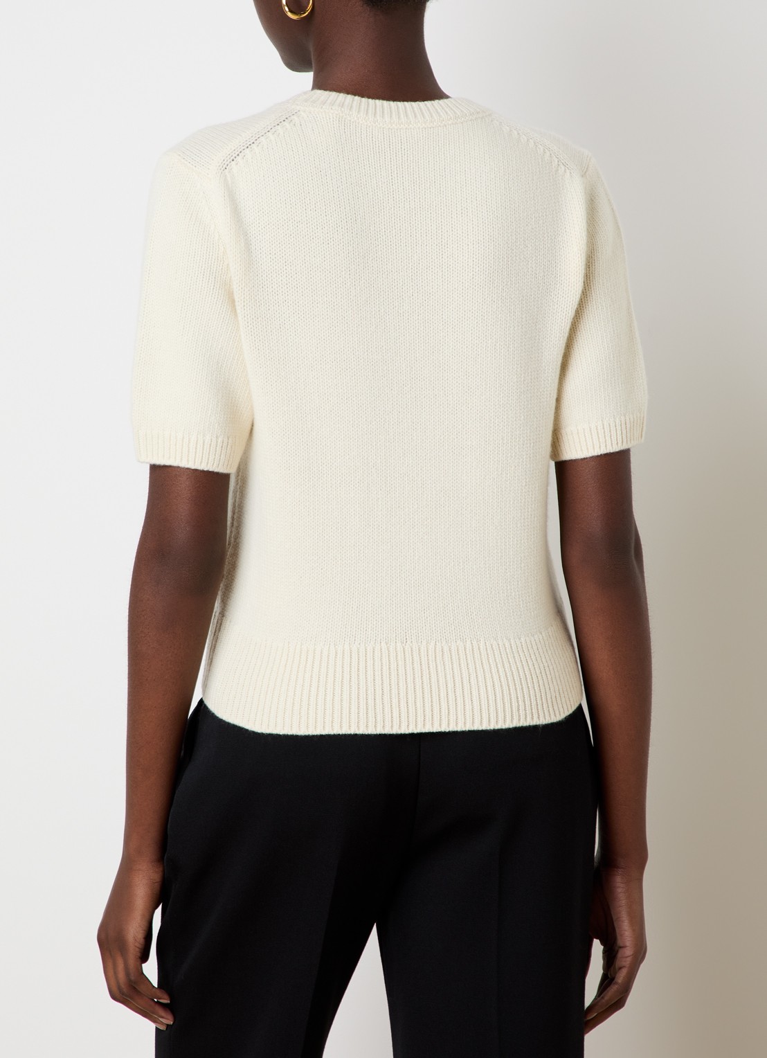 Burberry Skylar grofgebreide top in kasjmierblend met ingebreid logo - achterkant 5 creme
