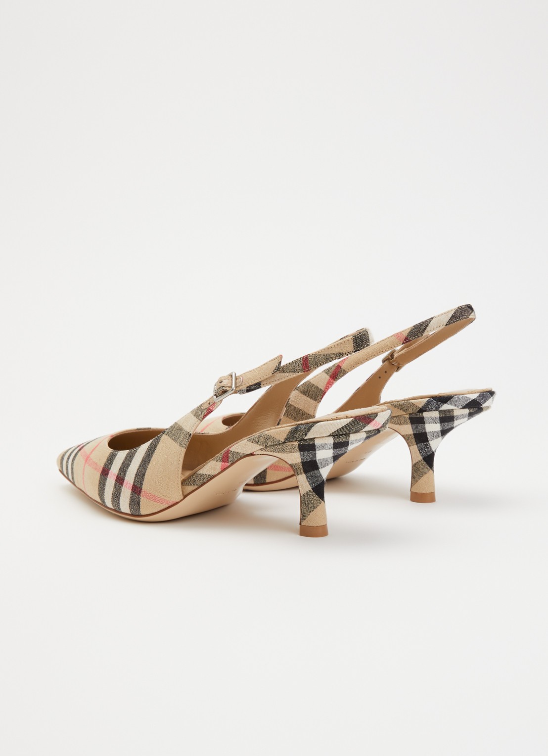 Burberry Slingback met ruitdessin - achterkant 5 zand