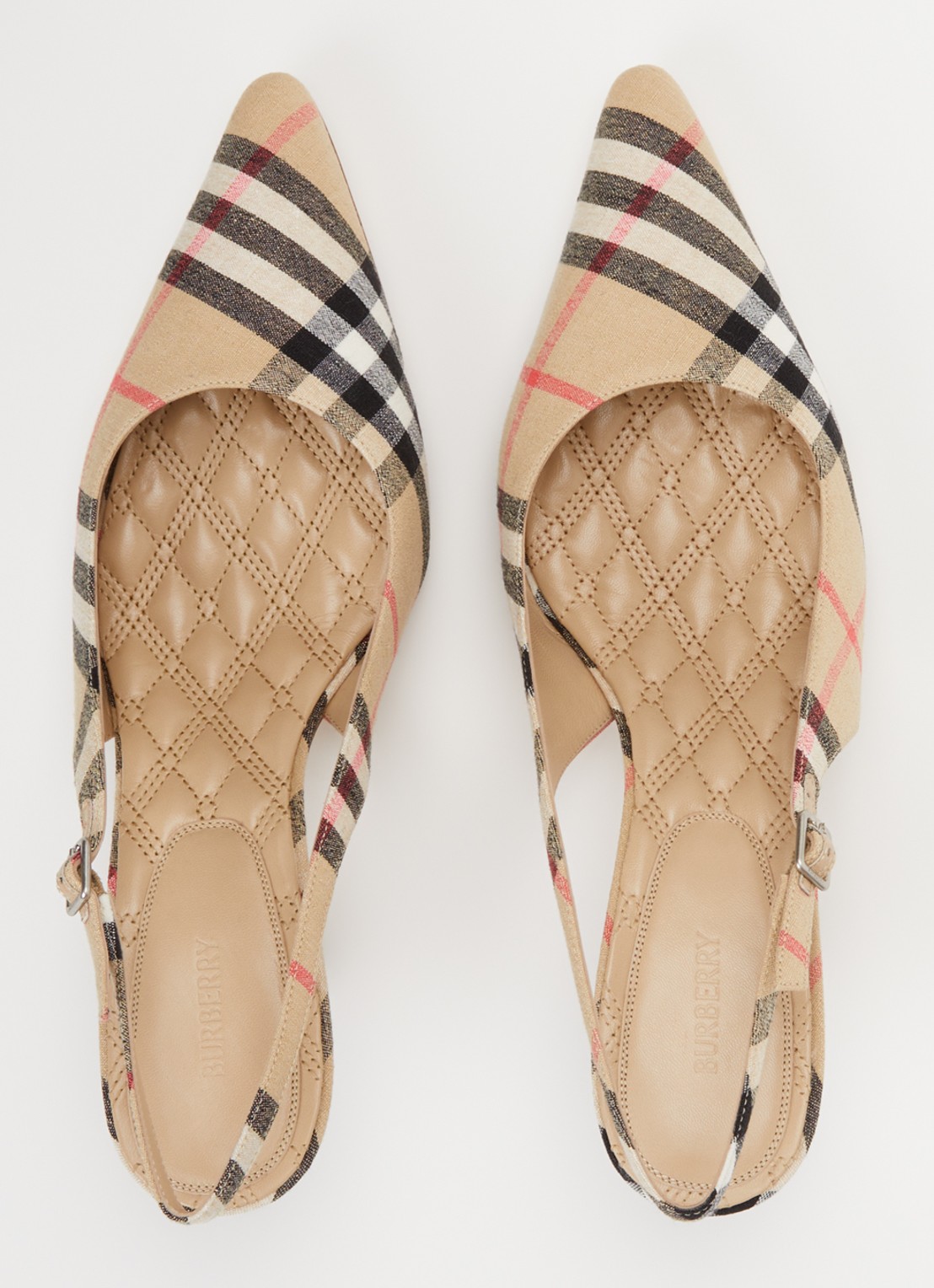 Burberry Slingback met ruitdessin - detail 2 zand