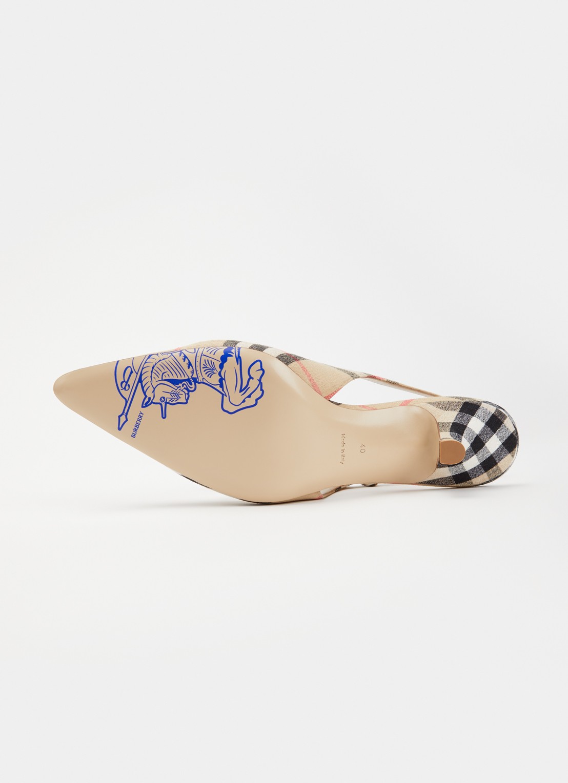 Burberry Slingback met ruitdessin - detail 3 zand