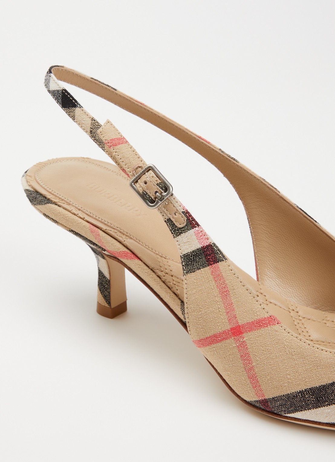 Burberry Slingback met ruitdessin - detail 4 zand