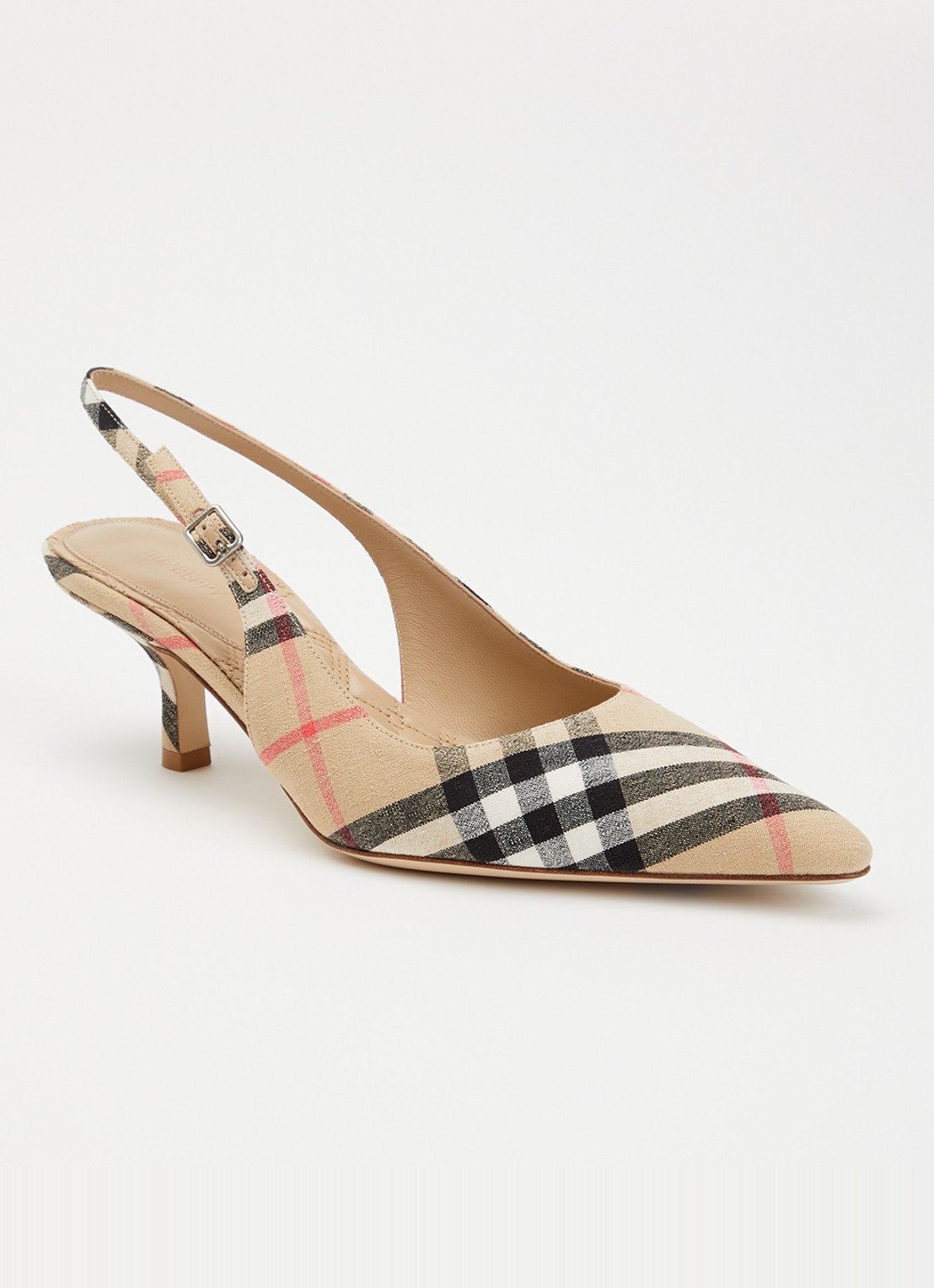 Burberry Slingback met ruitdessin - voorkant 6 zand