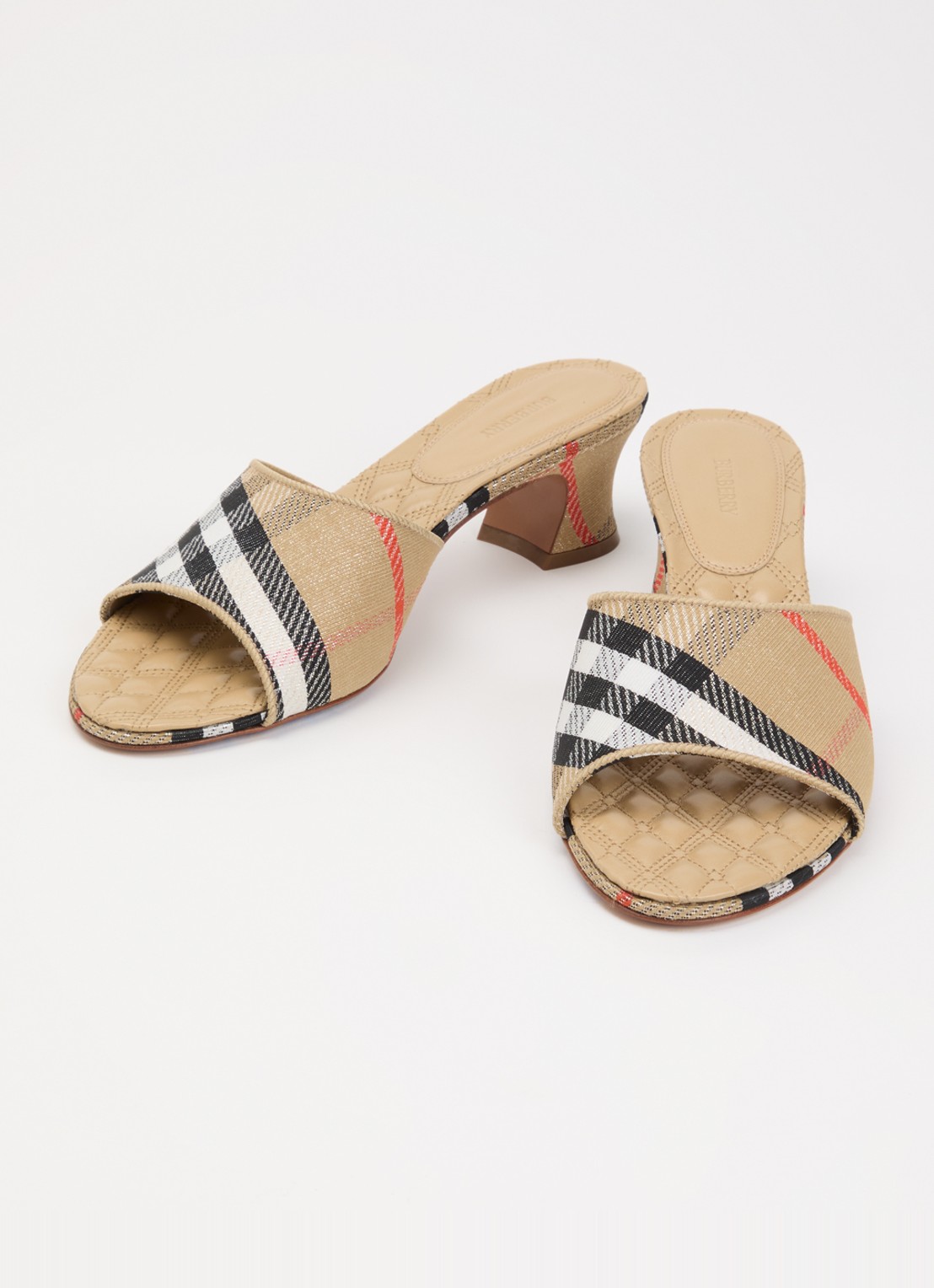 Burberry Sloane muiltje met ruitdessin - detail 3 beige