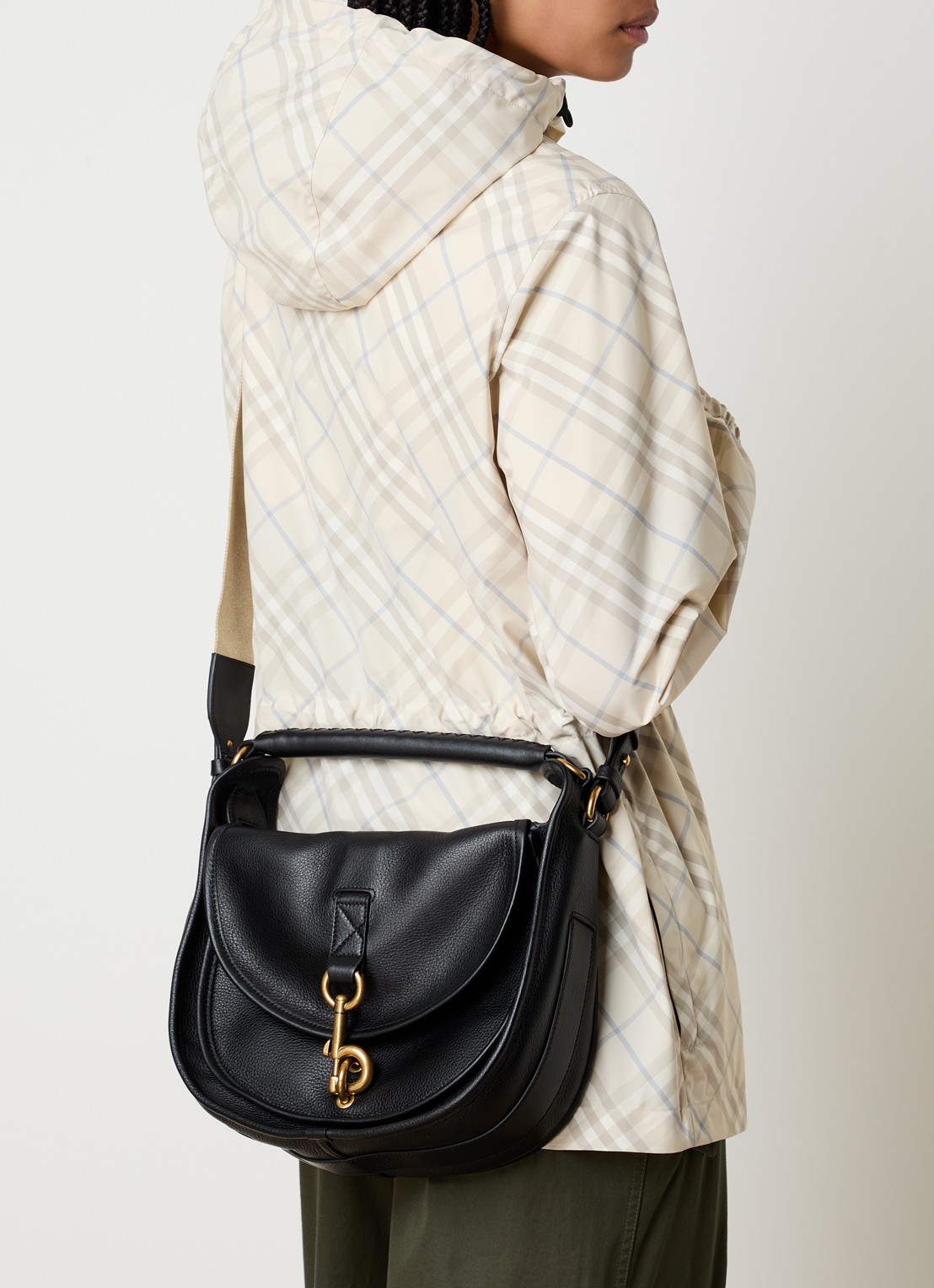 Burberry Small B Clip handtas van kalfsleer met afneembare schouderriem - voorkant 3 zwart