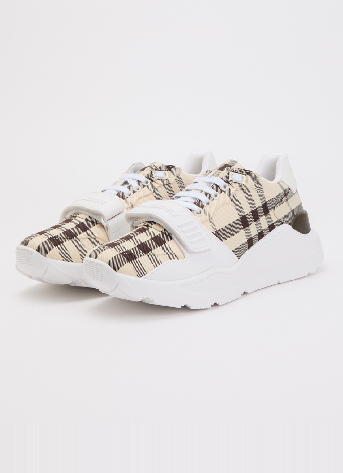 Burberry Sneaker met details van kalfsleer en ruitdessin - detail 4 beige