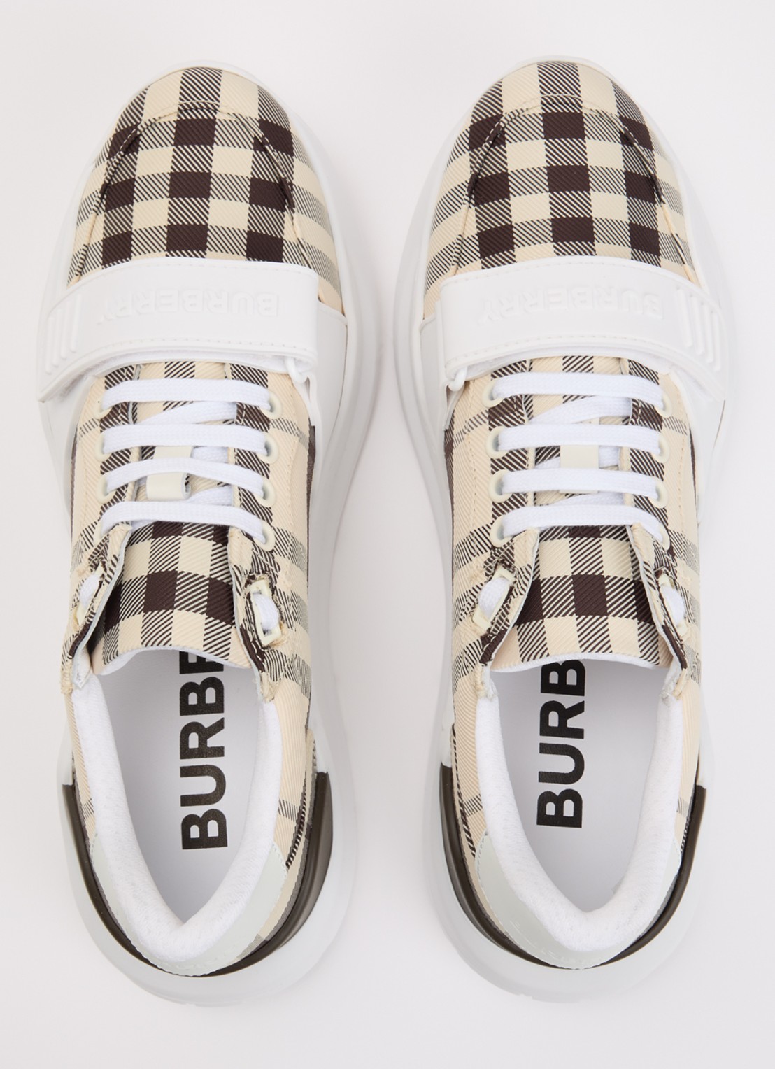 Burberry Sneaker met details van kalfsleer en ruitdessin - detail 5 beige