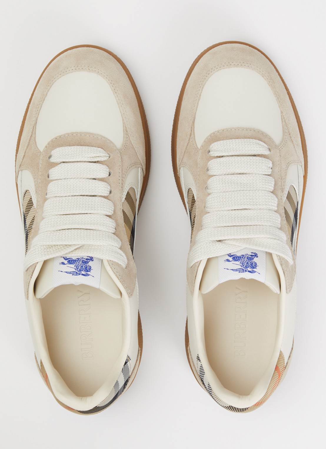 Burberry Sneaker van kalfsleer met kalfssuède details - detail 2 beige