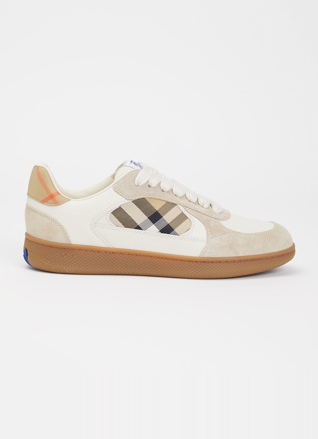 Burberry Sneaker van kalfsleer met kalfssuède details - voorkant 6 beige
