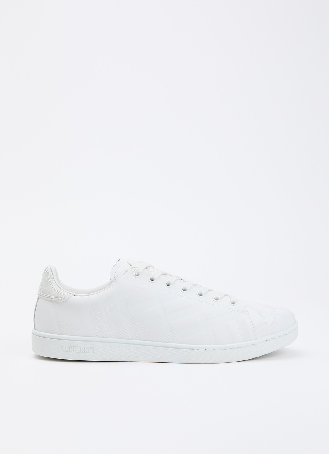 Burberry Sneaker van leer met details van suède - voorkant wit