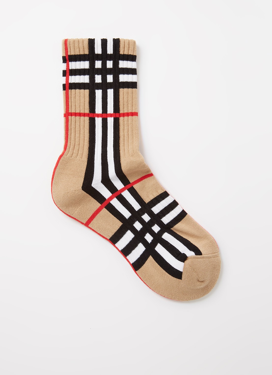 Burberry Sokken met ruitdessin - voorkant camel
