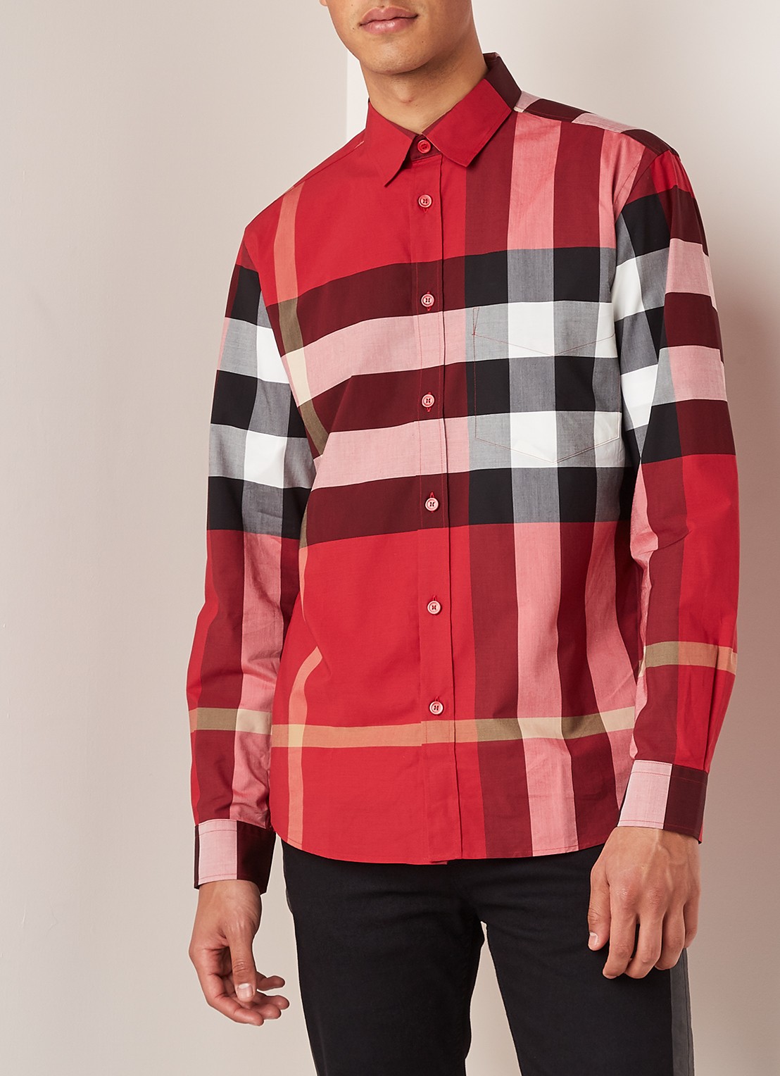 Burberry Somerton regular fit overhemd met ruitdessin - detail 2 rood