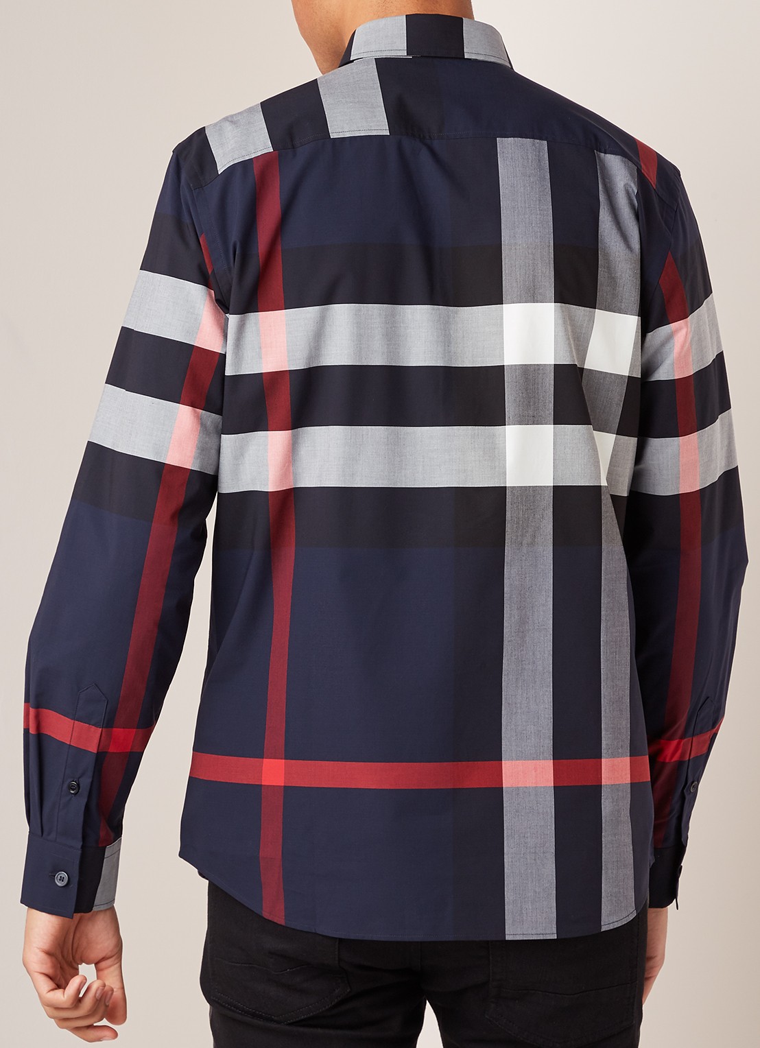 Burberry Somerton slim fit overhemd met ruitdessin - achterkant blauw