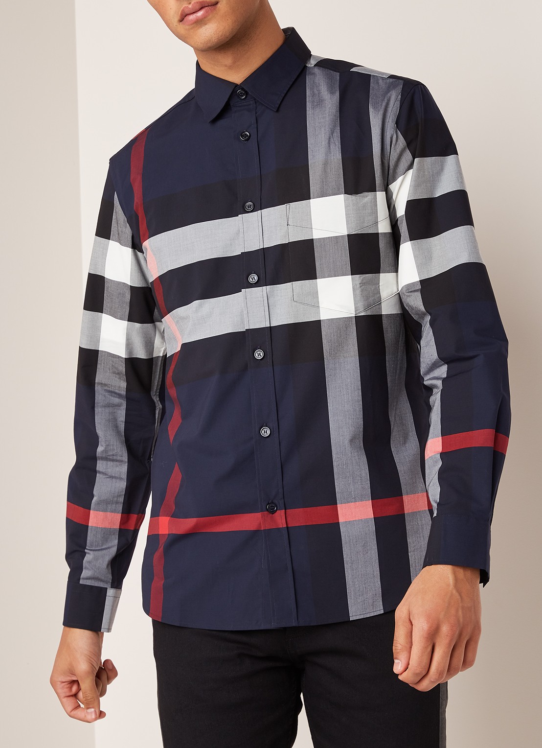 Burberry Somerton slim fit overhemd met ruitdessin - detail 2 blauw
