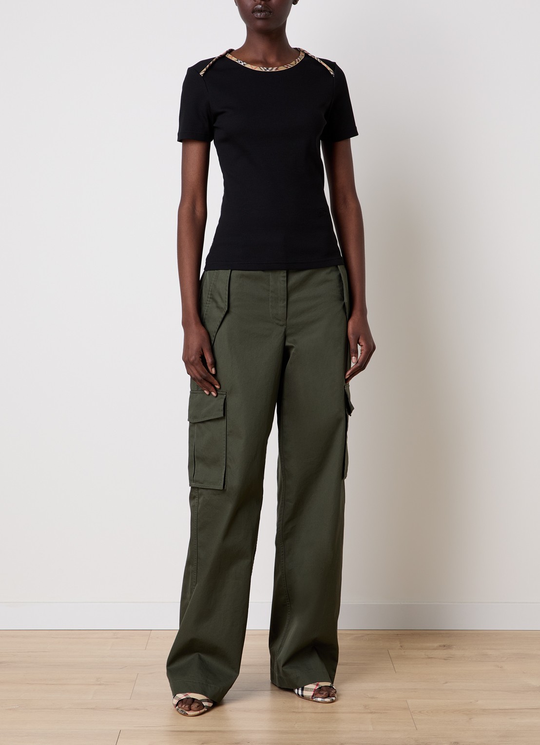Burberry Stephanie T-shirt met ruitdessin - voorkant 4 zwart