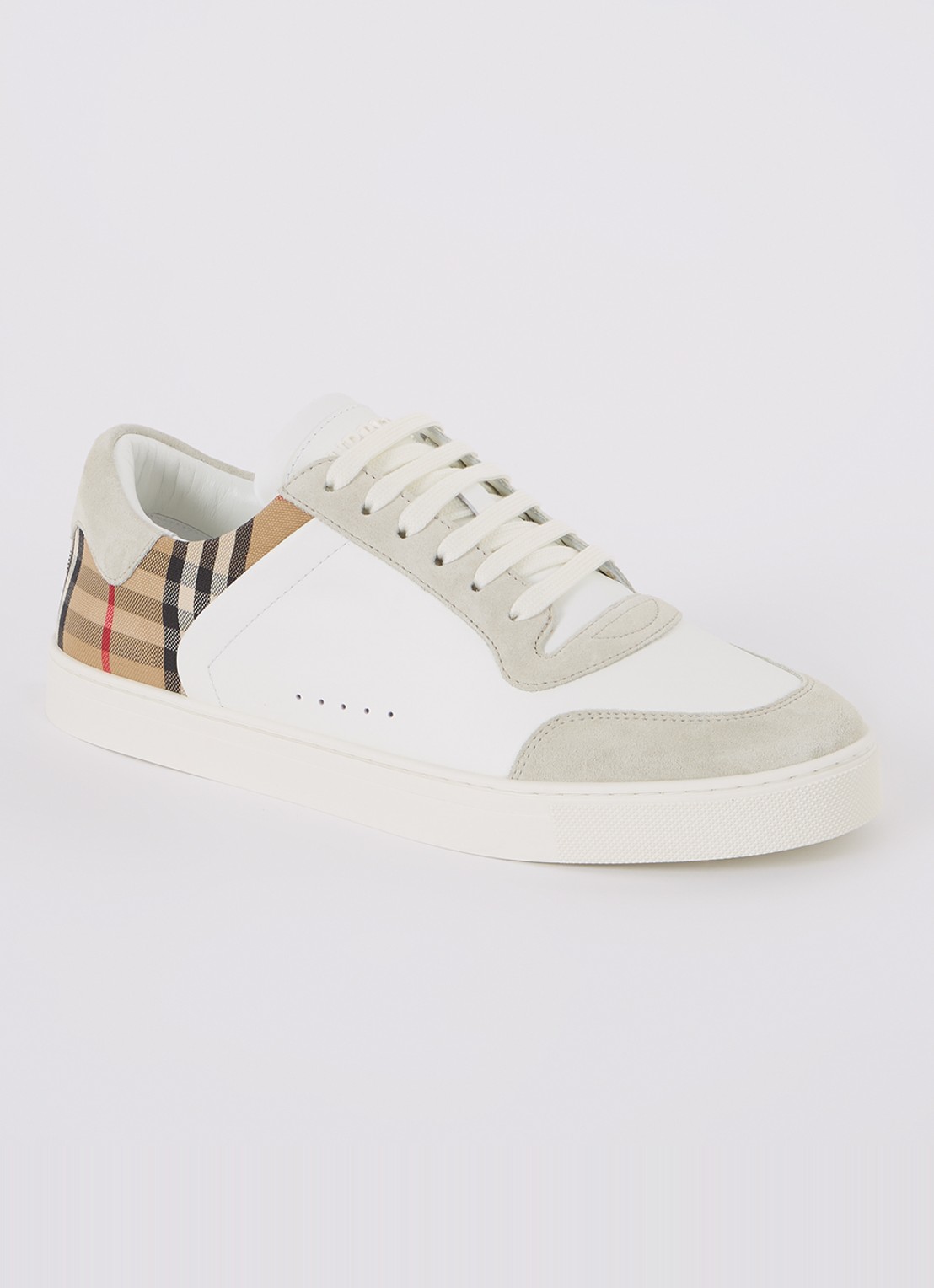 Burberry Stevie sneaker van kalfsleer met suède details - voorkant 6 wit