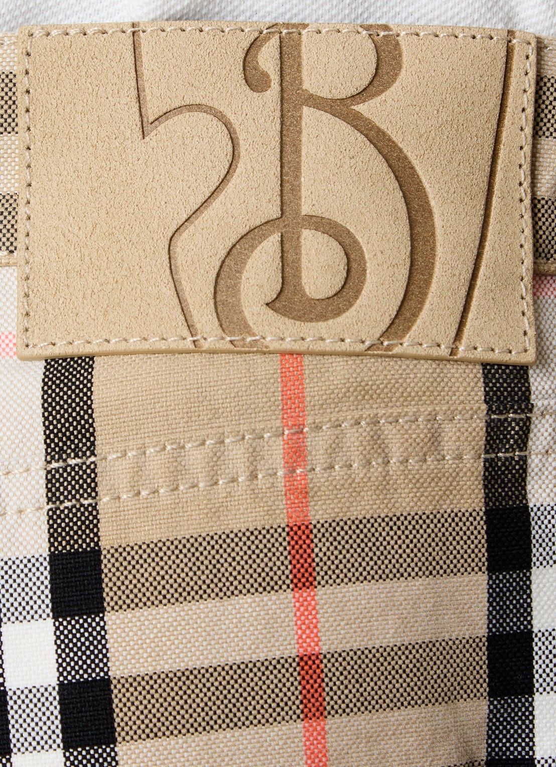 Burberry Straight leg jeans met ruitdessin - detail 6 camel