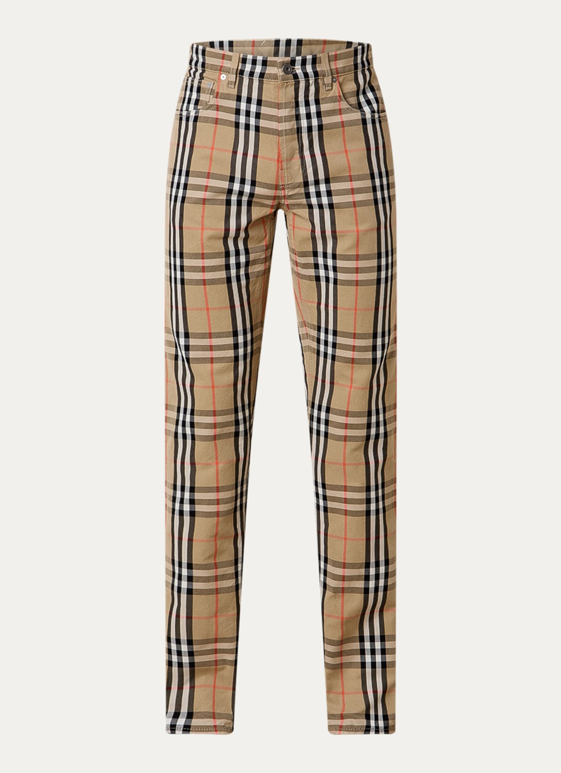 Burberry Straight leg jeans met ruitdessin - voorkant 2 camel