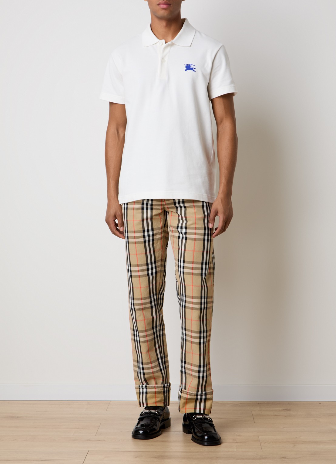 Burberry Straight leg jeans met ruitdessin - voorkant 3 camel