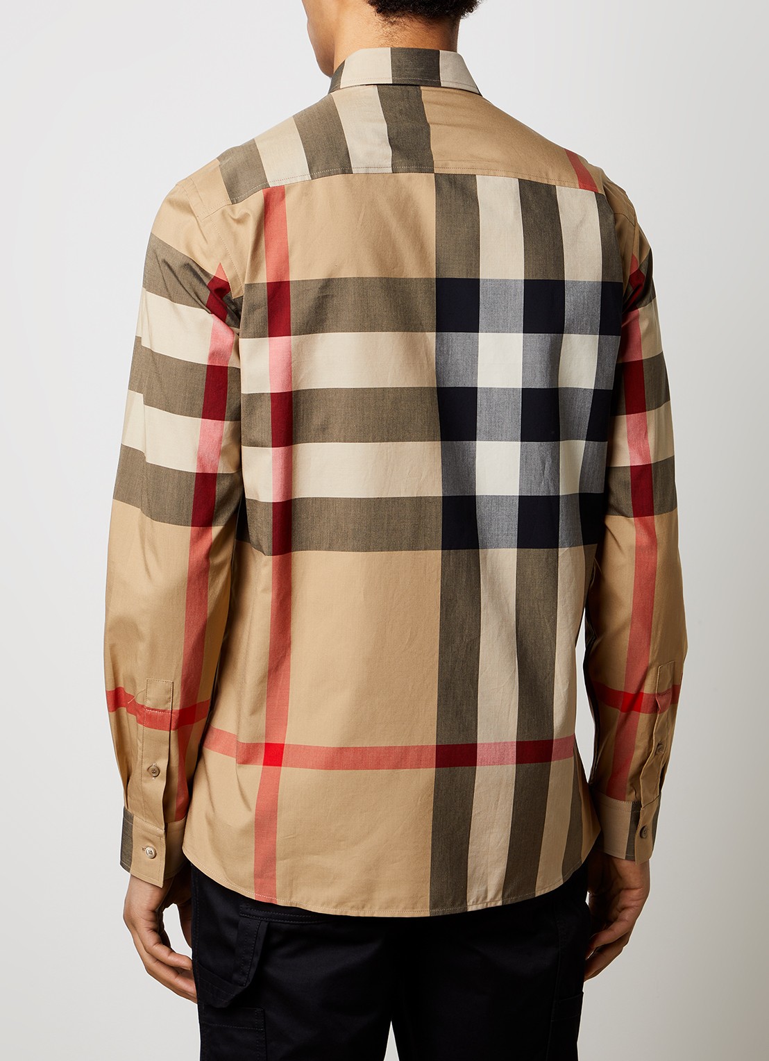 Burberry Summerton slim fit overhemd met ruitdessin  - achterkant 5 beige
