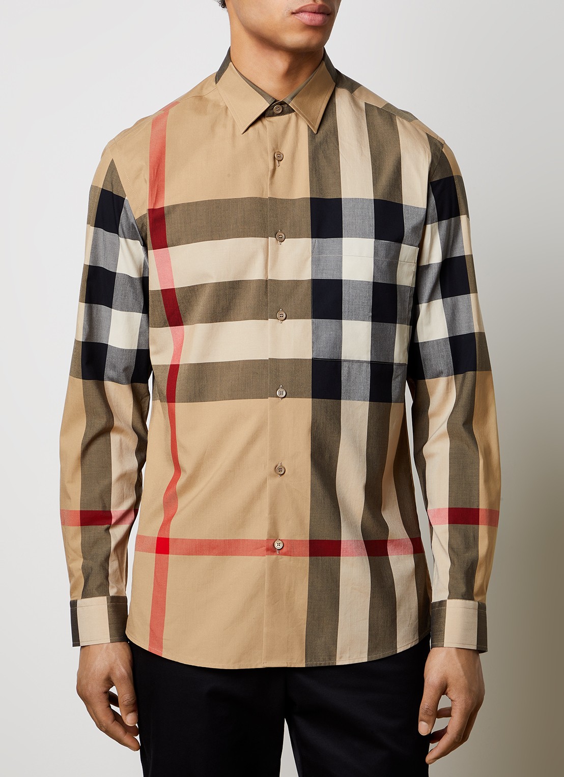 Burberry Summerton slim fit overhemd met ruitdessin  - detail 3 beige