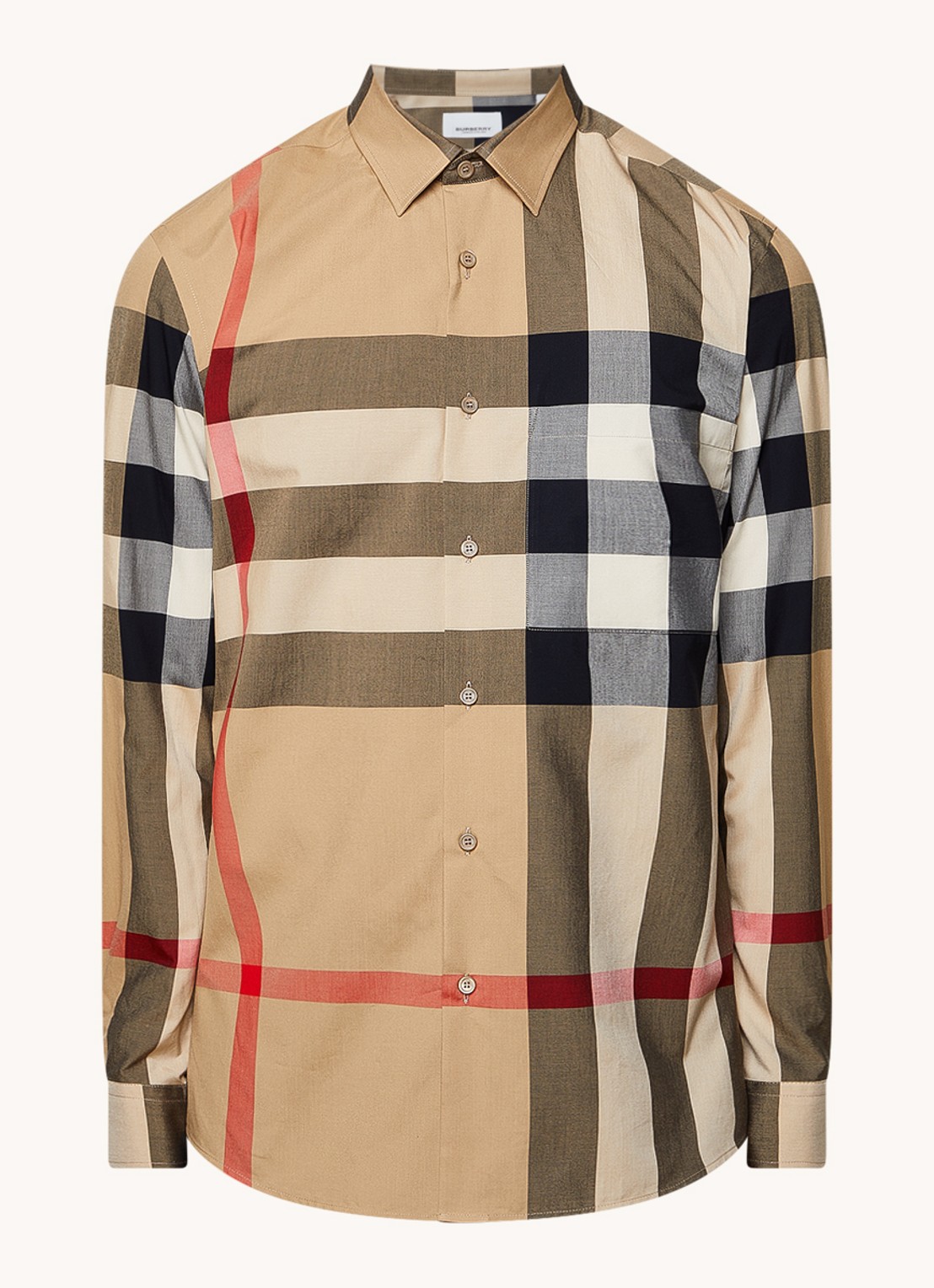 Burberry Summerton slim fit overhemd met ruitdessin  - voorkant beige