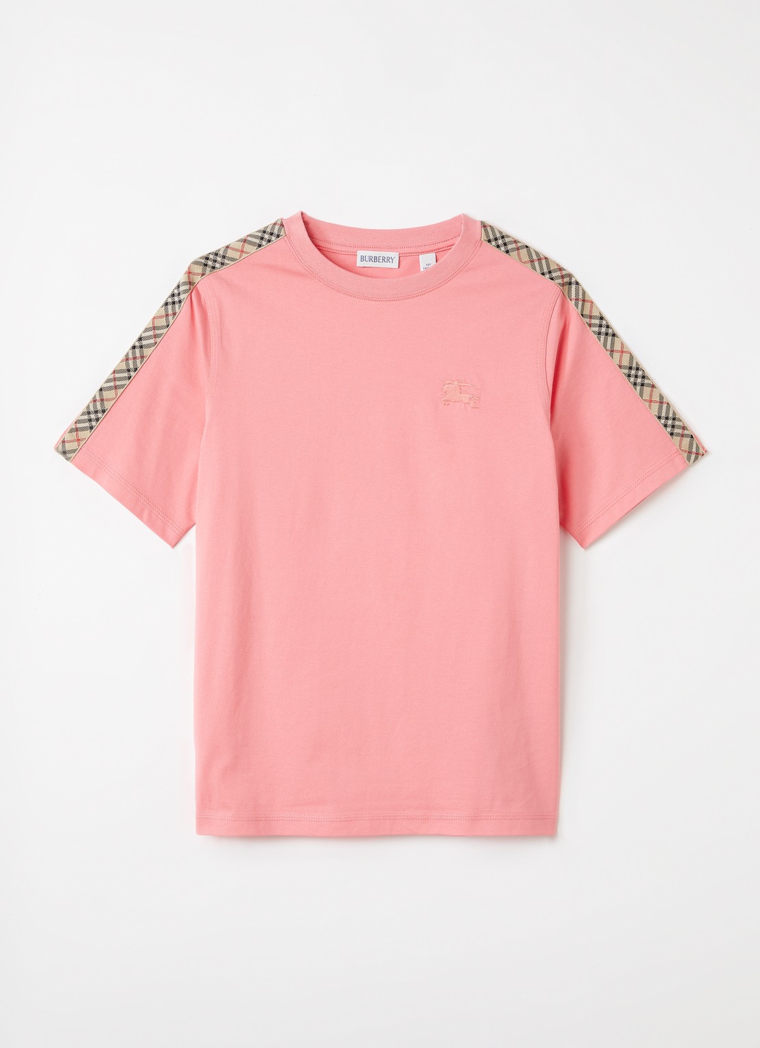 Burberry T-shirt met logoborduring - voorkant roze