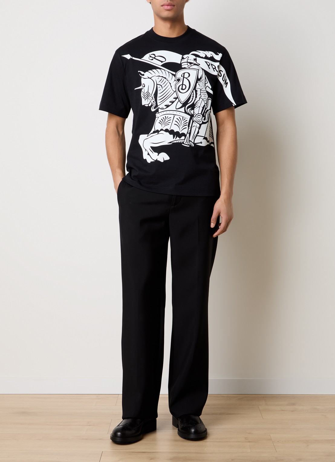 Burberry T-shirt met logoprint - voorkant 4 zwart