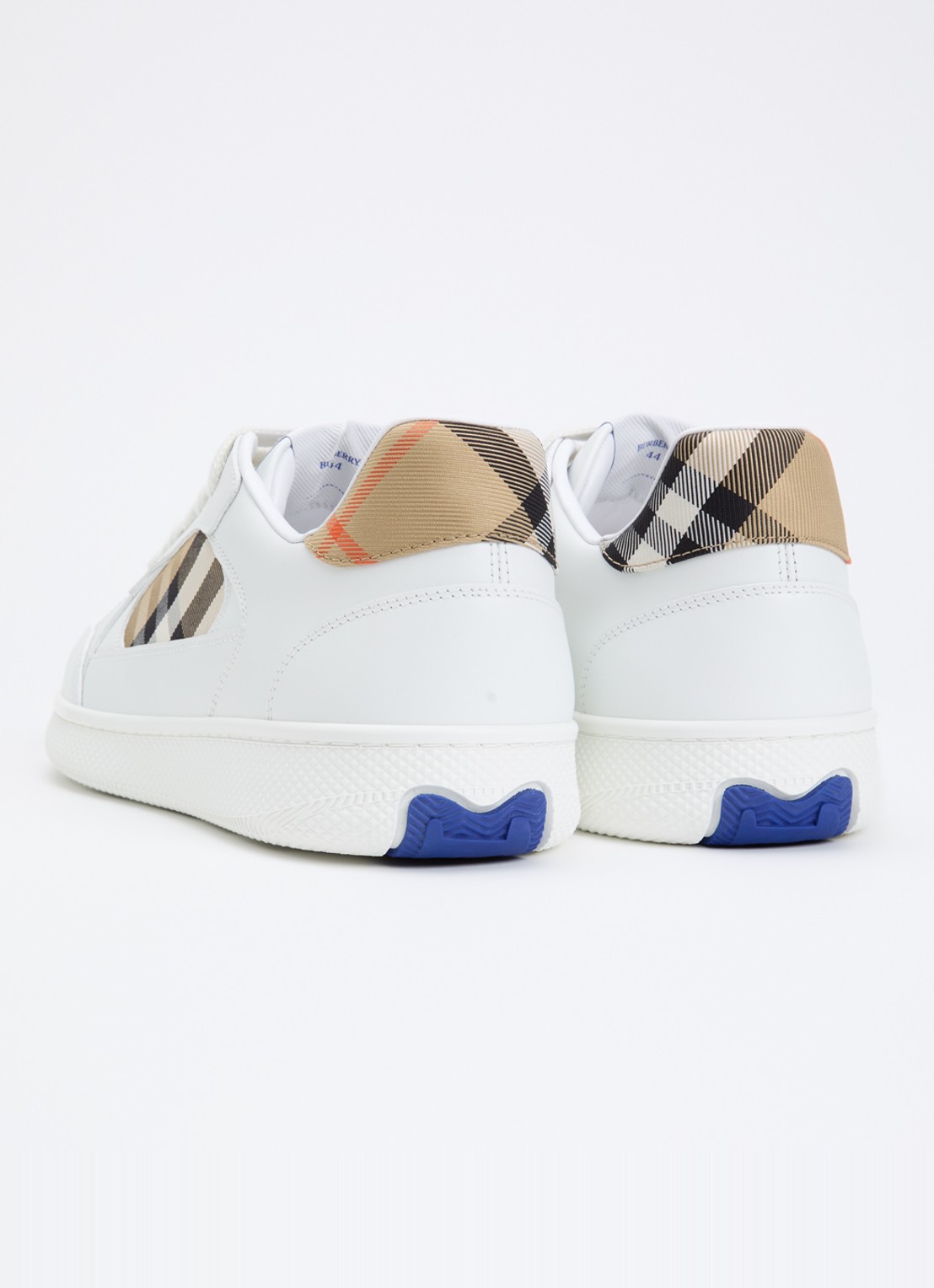Burberry Terrace sneaker van kalfsleer met ruitdessin - achterkant 5 wit