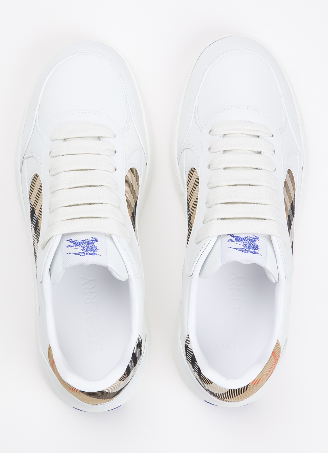 Burberry Terrace sneaker van kalfsleer met ruitdessin - detail 2 wit