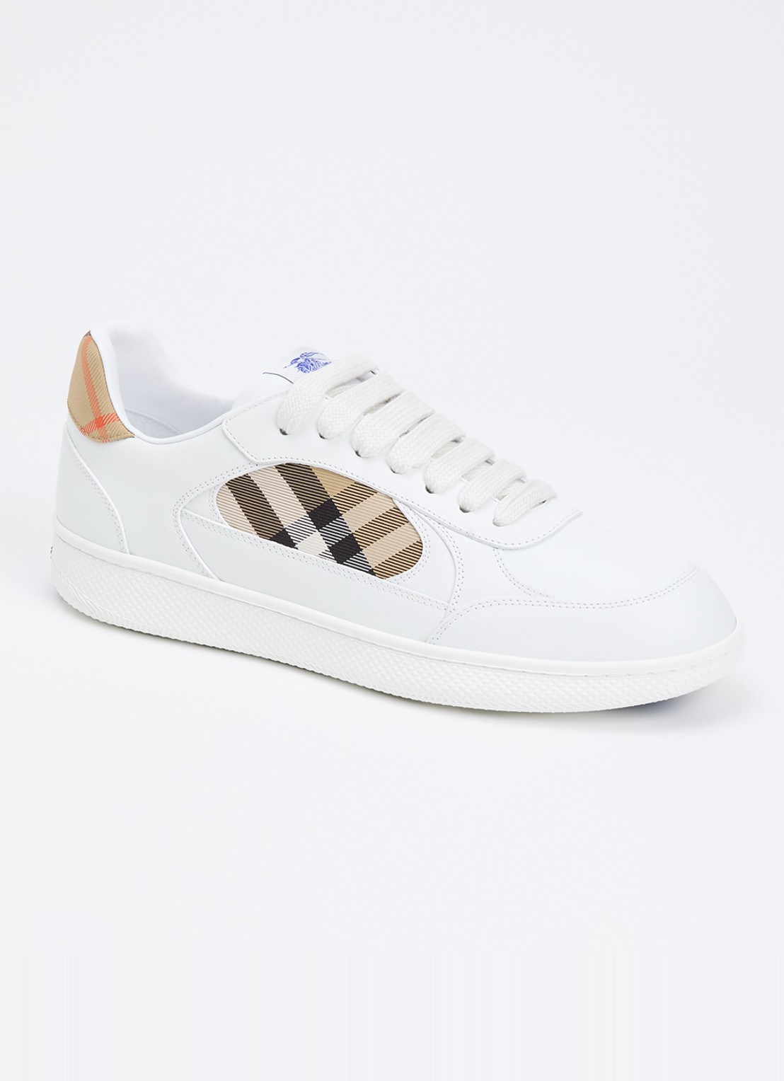 Burberry Terrace sneaker van kalfsleer met ruitdessin - voorkant 6 wit