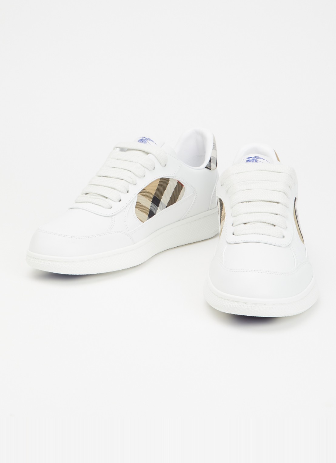 Burberry Terrace sneaker van kalfsleer met ruitdessin - detail 4 wit