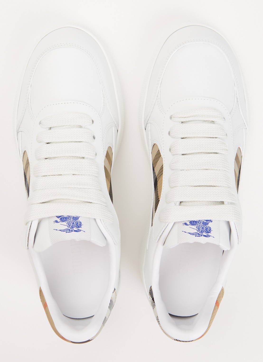 Burberry Terrace sneaker van kalfsleer met ruitdessin - detail 5 wit