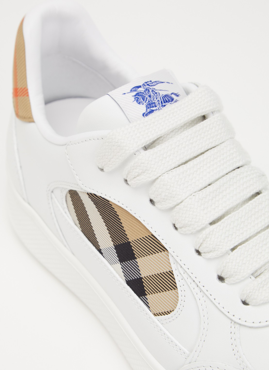 Burberry Terrace sneaker van kalfsleer met ruitdessin - detail 7 wit