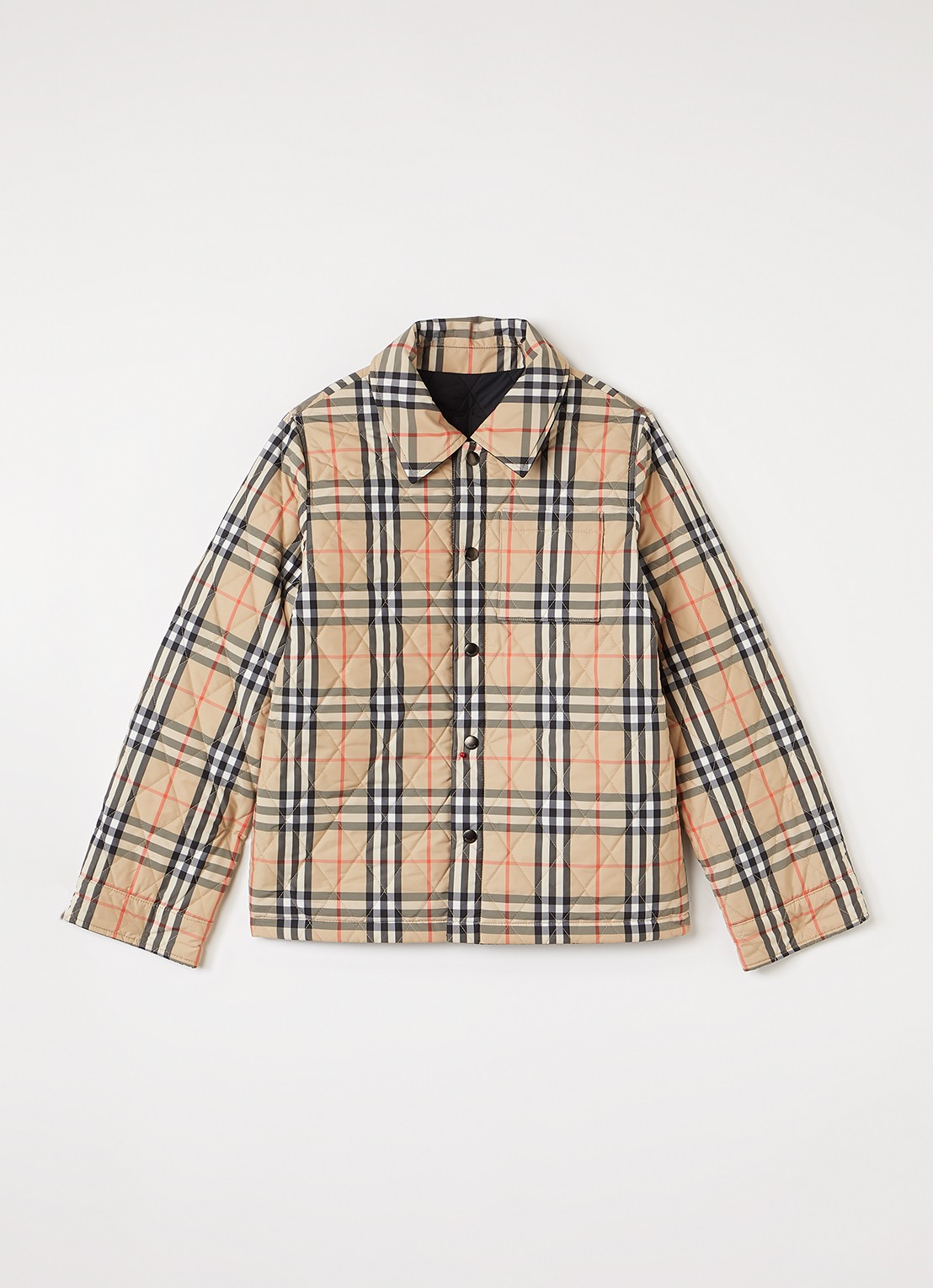 Burberry Theo reversible gewatteerd overshirt met ruitdessin - voorkant 4 beige