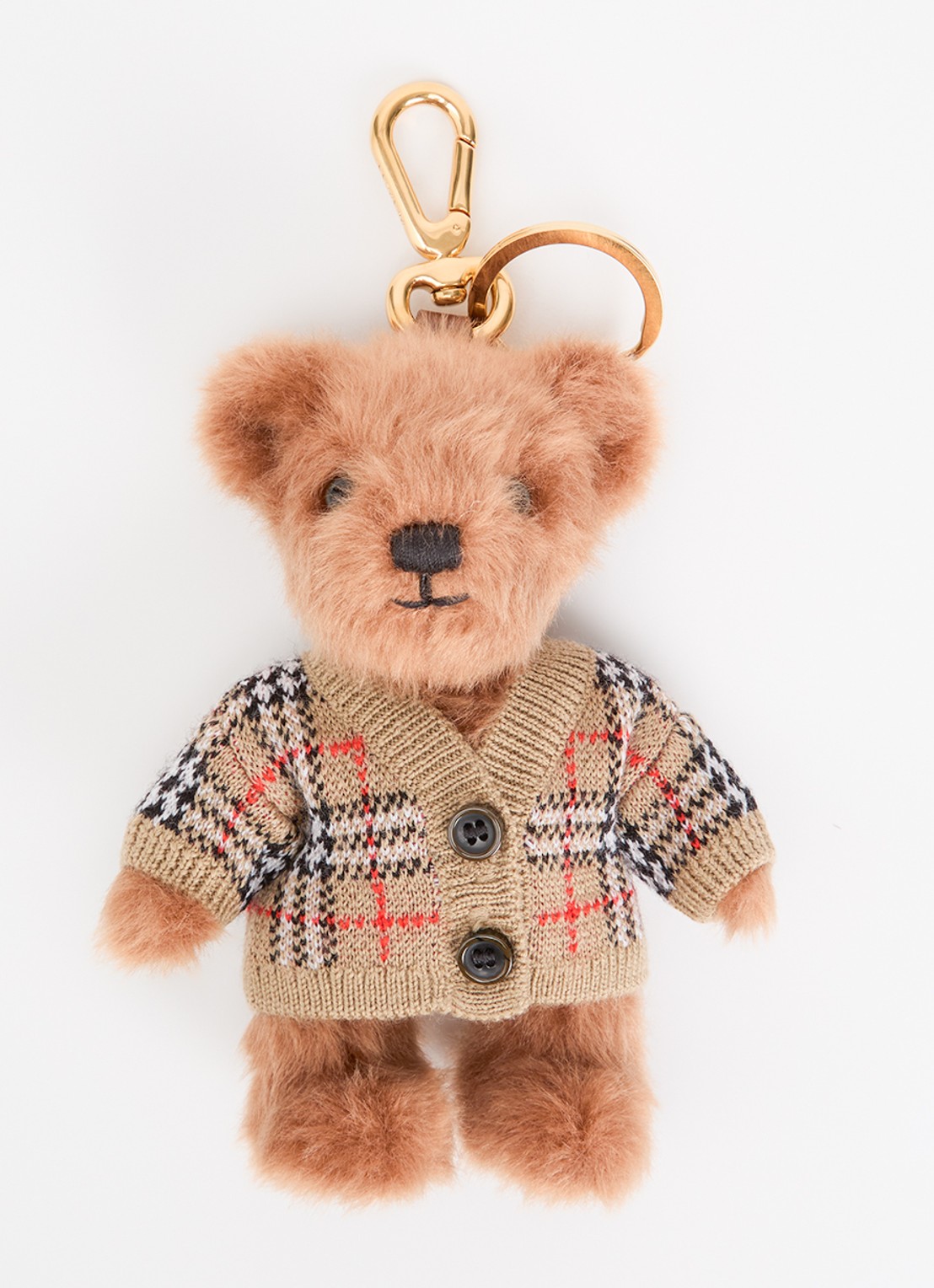 Burberry Thomas Cardigan Bear tasbedel van imitatiebont - voorkant beige