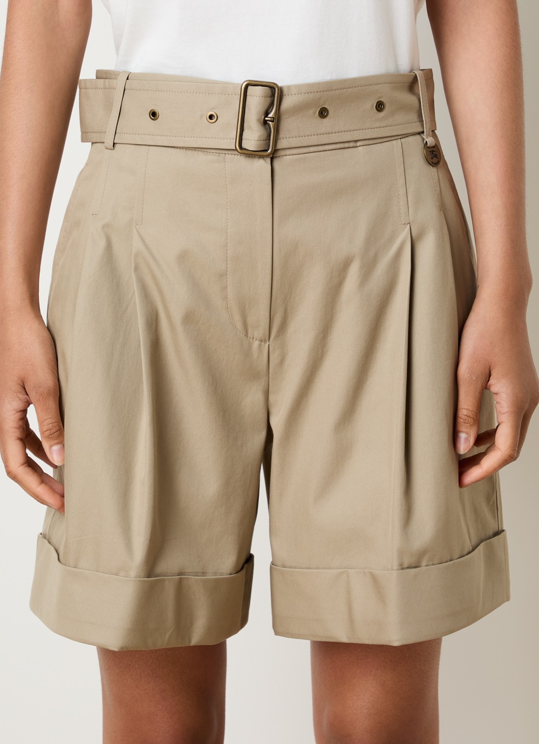 Burberry Tilly high waist wide fit broek met ceintuur - detail 2 beige