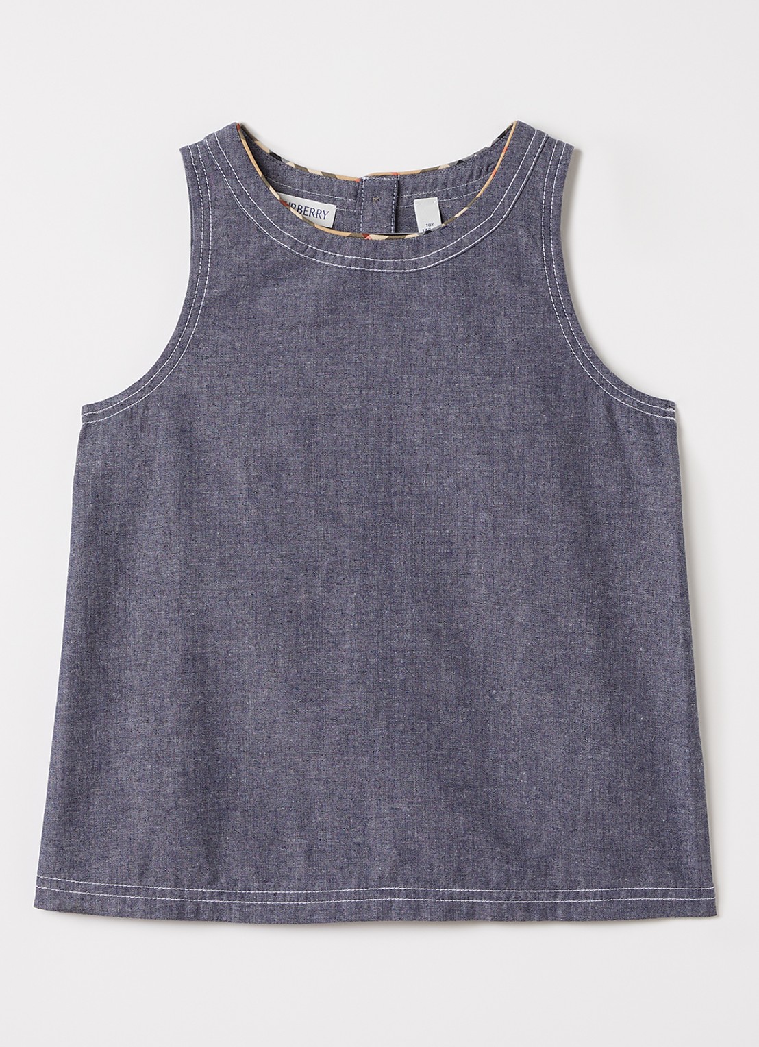 Burberry Top van chambray - voorkant blauw