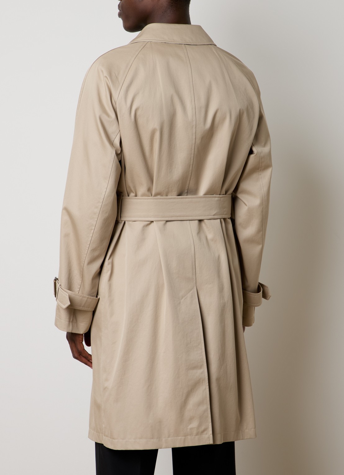 Burberry Trenchcoat met strikceintuur en steekzakken - achterkant beige