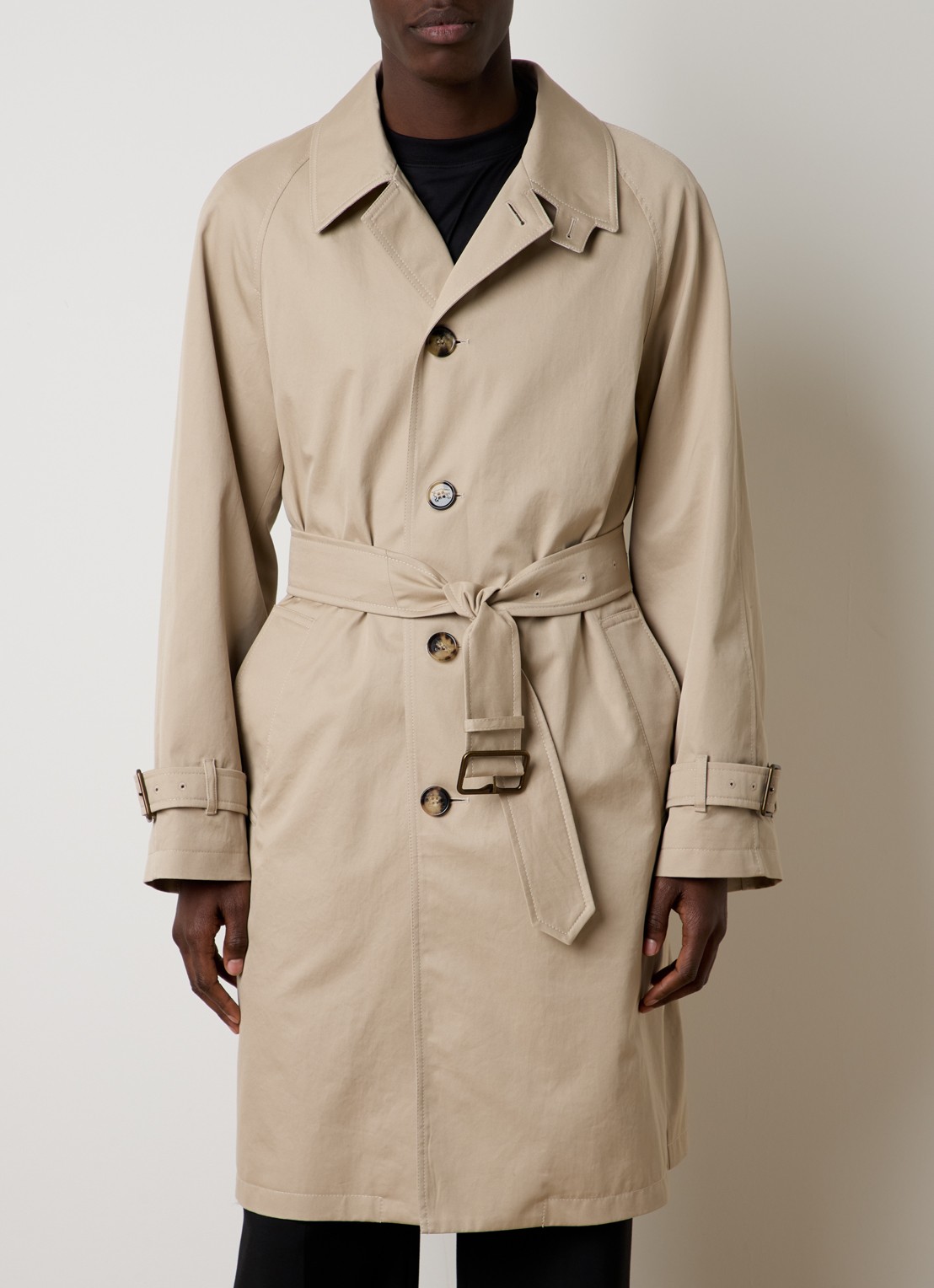 Burberry Trenchcoat met strikceintuur en steekzakken - detail 4 beige