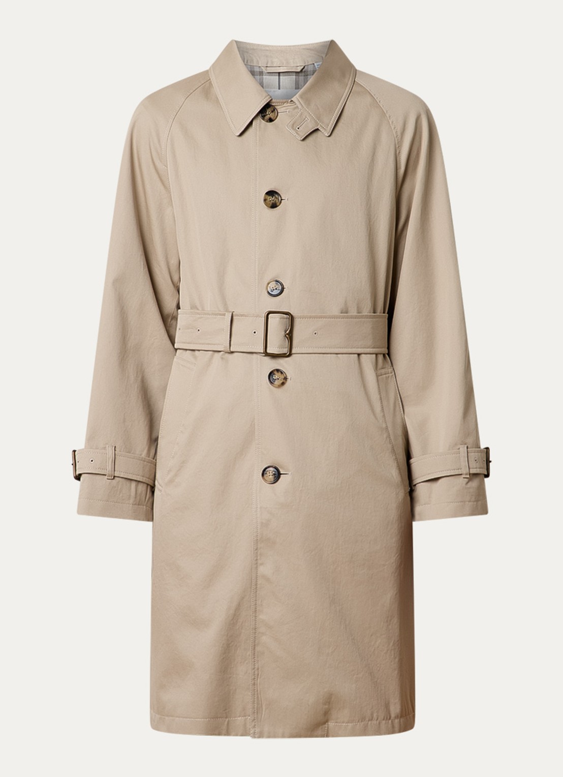 Burberry Trenchcoat met strikceintuur en steekzakken - voorkant 2 beige