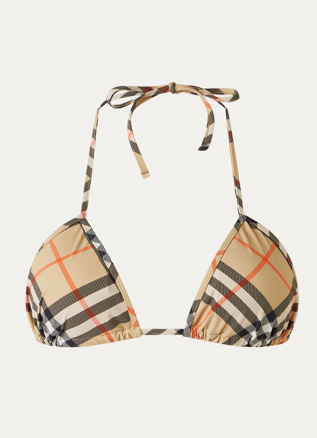 Burberry Triangel bikinitop met ruitdessin - voorkant zand