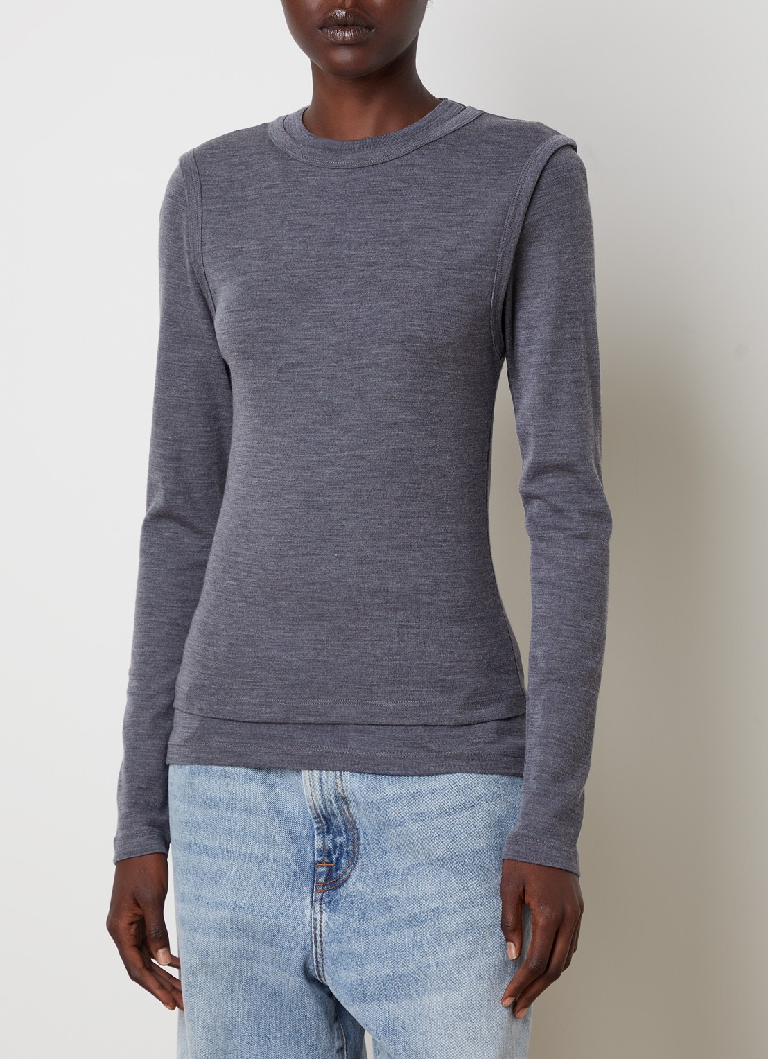 Burberry Trui van wol met ronde hals - detail 4 grijs
