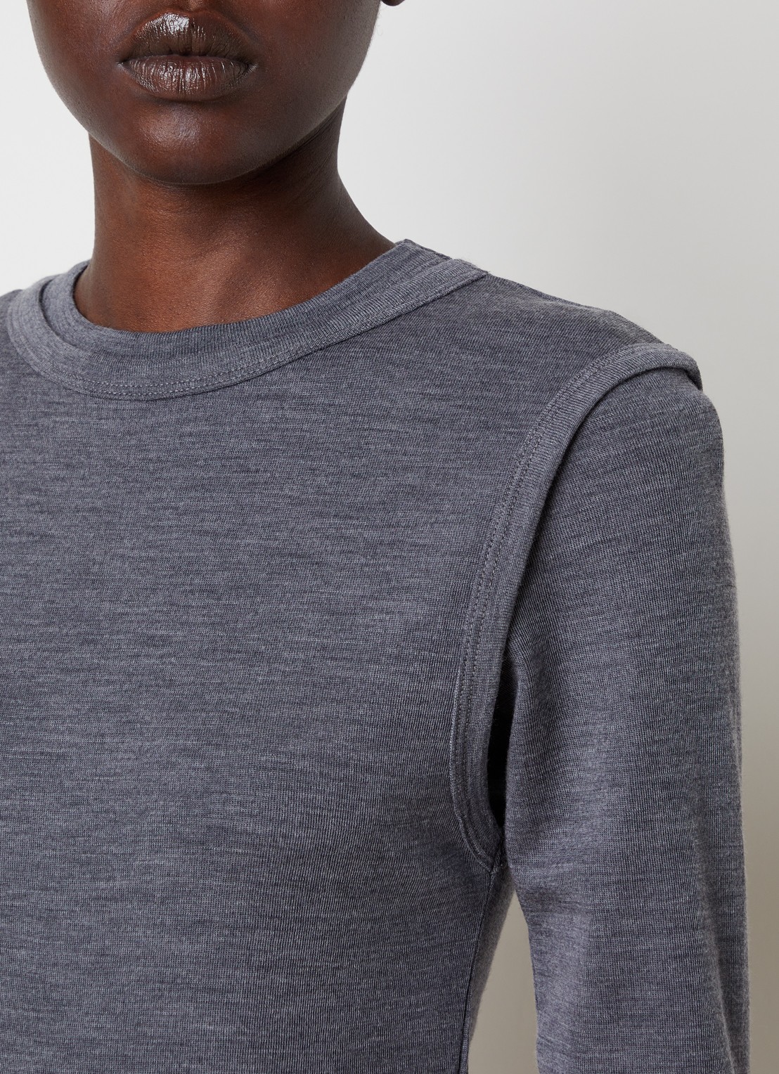 Burberry Trui van wol met ronde hals - detail 5 grijs