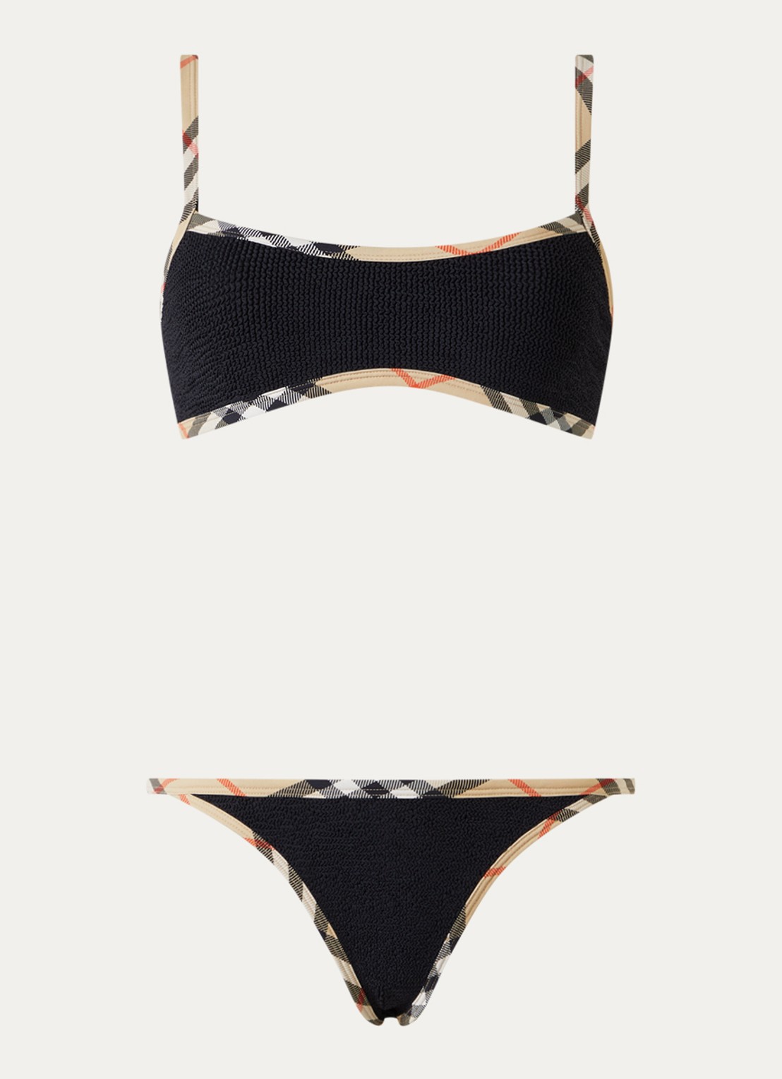 Burberry Tyler bikiniset met scrunchie en structuur - voorkant 3 zwart
